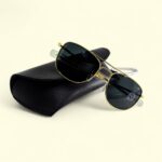 AO Avinger Style Sunglasses – Gold Frame / Black Lens - Image 3
