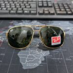 Ray-Ban Style Premium G15 Green Lens Sunglasses – Gold & Black Frame - Image 4