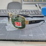 Ray-Ban Style Premium G15 Green Lens Sunglasses – Gold & Black Frame - Image 5
