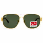 Ray-Ban Style Premium G15 Green Lens Sunglasses – Gold & Black Frame