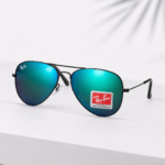 Black Frame Blue Mirror Aviator Sunglasses for Men | Premium UV Protection - Image 2