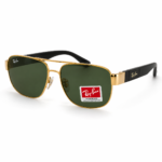 Ray-Ban Style Premium G15 Green Lens Sunglasses – Gold & Black Frame - Image 2