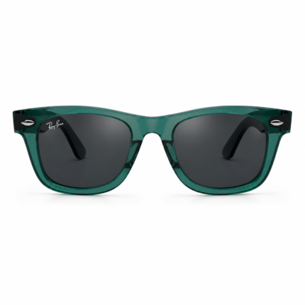 Premium Transparent Emerald Green Wayfarer Sunglasses – Crystal Green Frame | Smoke Lens | UV400 Protection