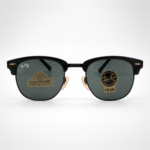 Classic Clubmaster Style Sunglasses – Black Frame | G-15 Green Lens | UV400 Protection