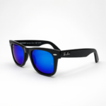 Premium Wayfarer Mirror Sunglasses – Black Frame | Blue Mirror Lens | UV400 Protection - Image 2