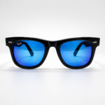 Premium Wayfarer Mirror Sunglasses – Black Frame | Blue Mirror Lens | UV400 Protection